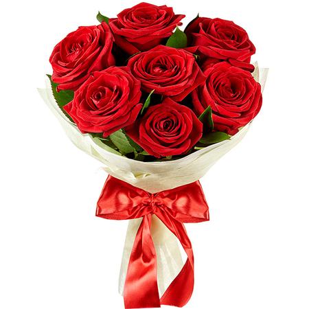 Букет из 7 красных роз 50 см "Цветков"